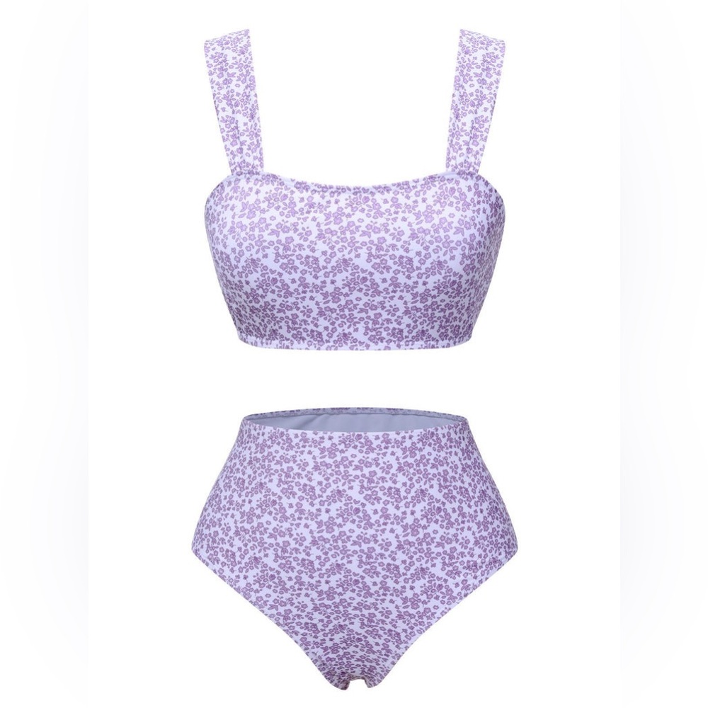 Women's High Waisted Bikini Sets Ditsy Floral 2 Piece Swimsuit Bathing Suit Sz L